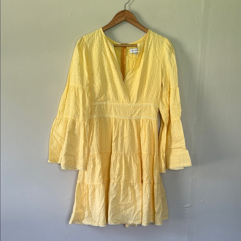 Lost + Wander Picking Daisies Yellow Textured Dress small - Picture 2 of 11